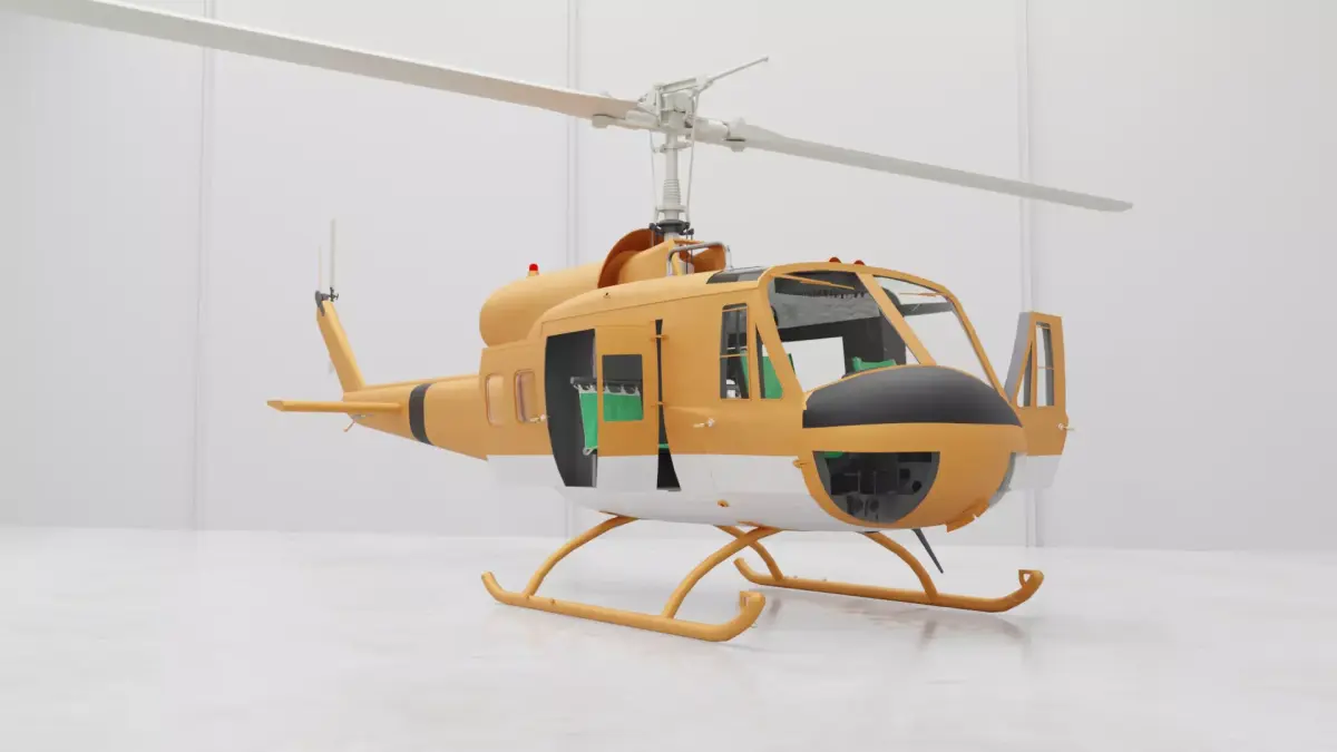 Huey Helicopter civilian version 3D model