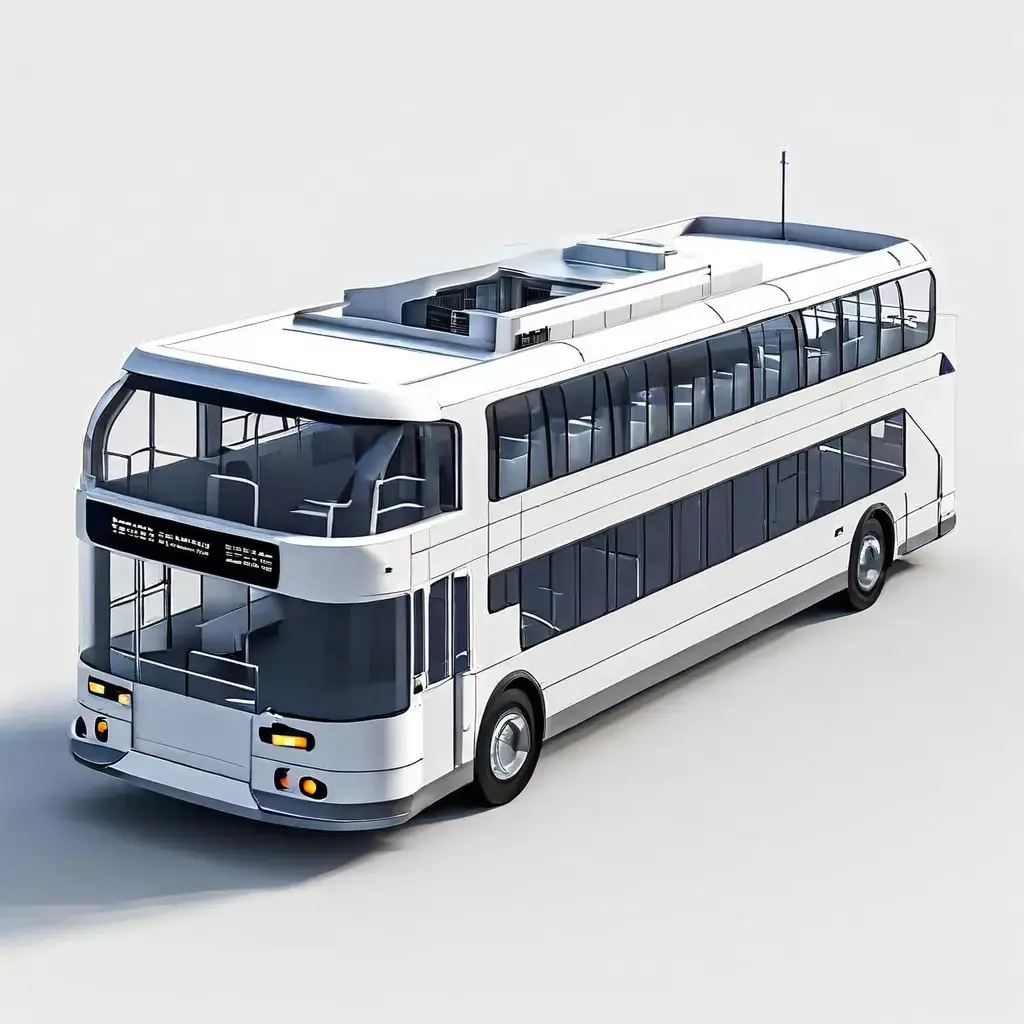 Modern White DoubleDecker City Bus Low-poly 3D model