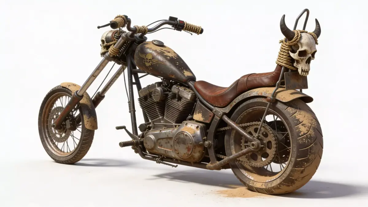 Wasteland Outlaw Chopper Motorcycle Low-poly 3D model