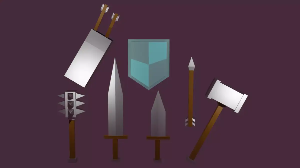 Junior Knight Asset Pack of Medieval Weapons Free low-poly 3D model