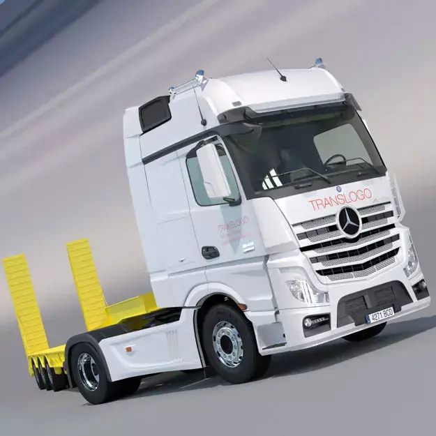 Mercedes Actros 2012 MP4 Gigaspace with Flatbed semi truck 3D model