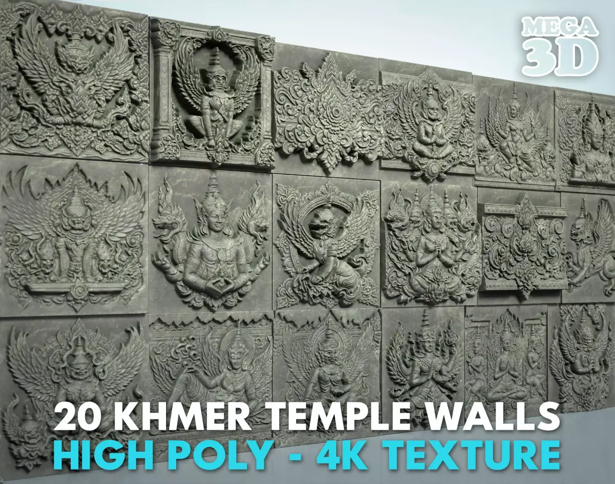 High poly Khmer Walls - 240427 3D model