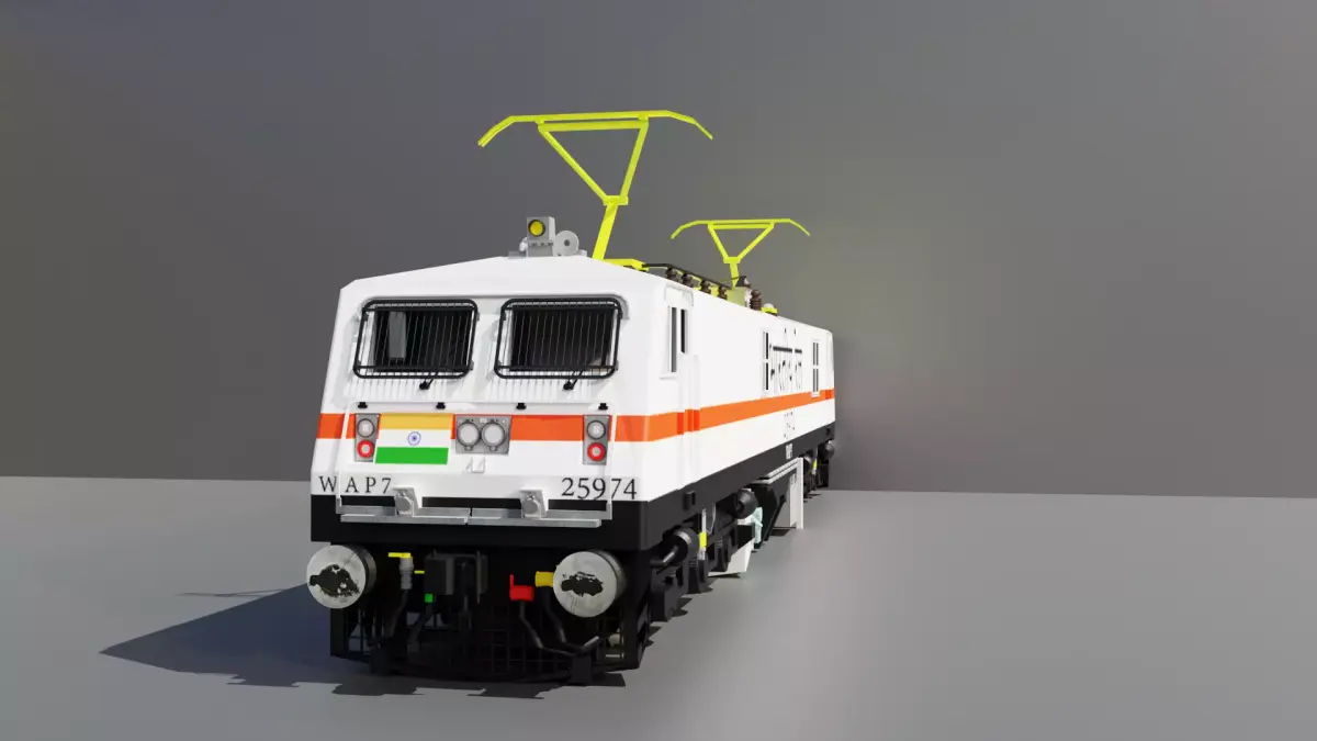Indian Railways Engine WAP 7 Low-poly 3D model