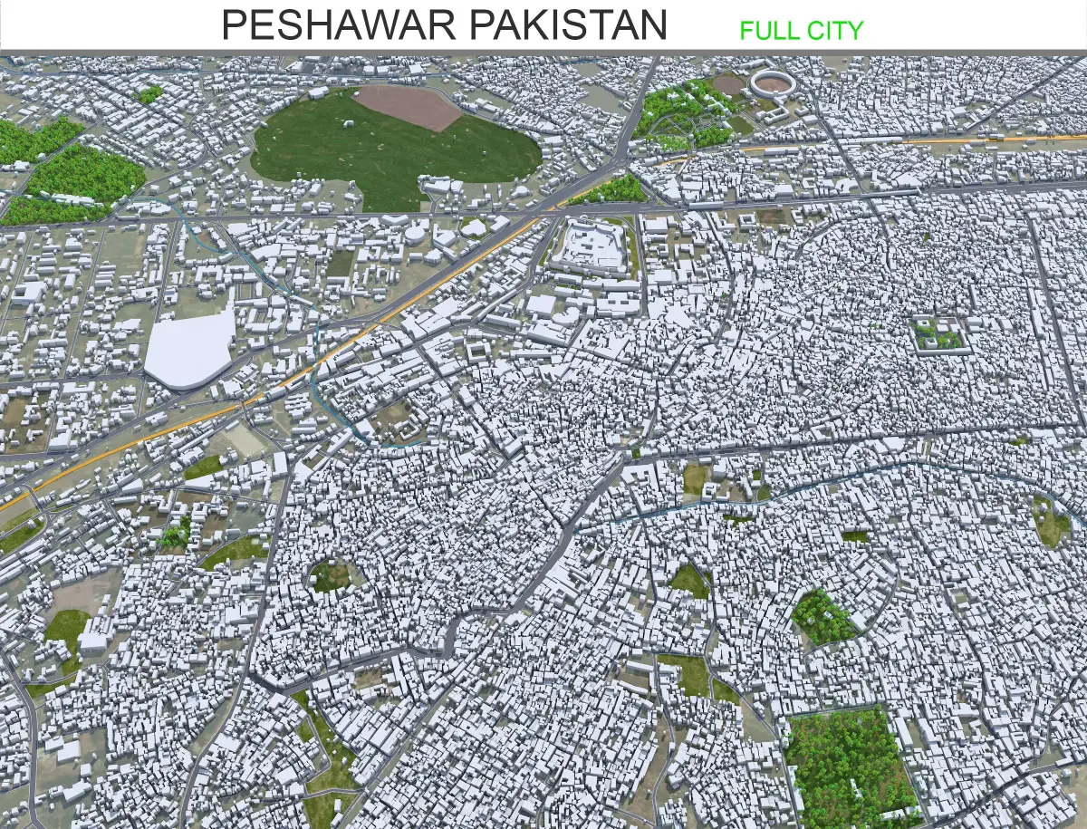 Peshawar Pakistan 30km Low-poly 3D model