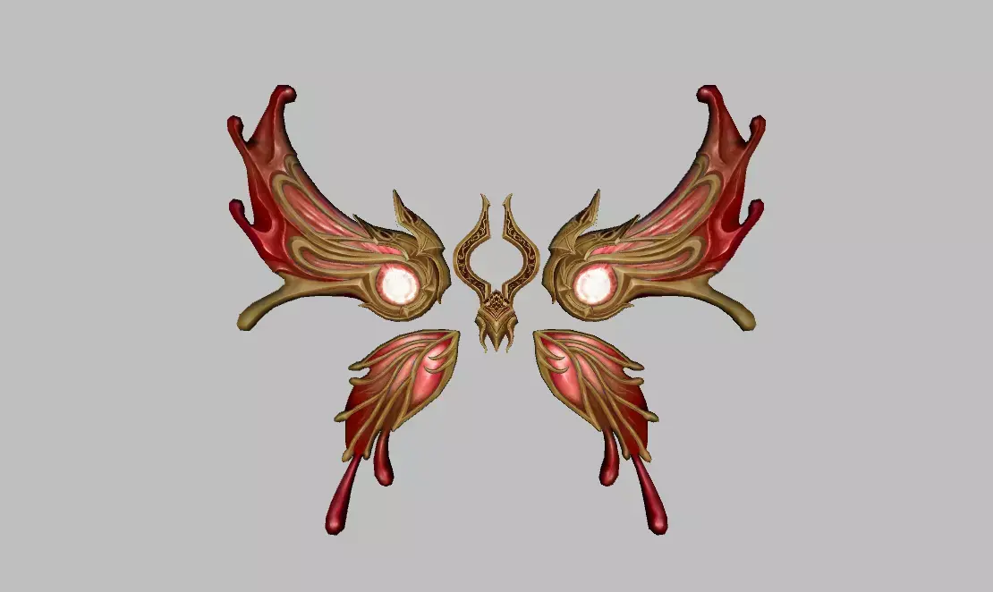 Red Gold Wing Low-poly 3D model