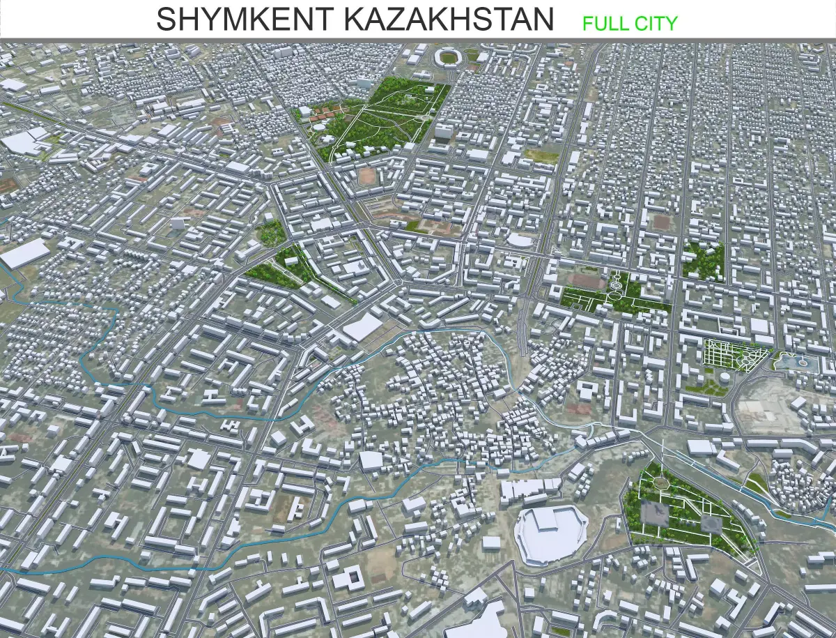 Shymkent Kazakhstan 40km Low-poly 3D model