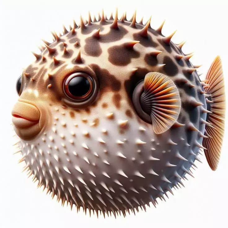 Realistic Pufferfish 3D Spiky Ocean Fish Expressive Eyes Low-poly 3D model
