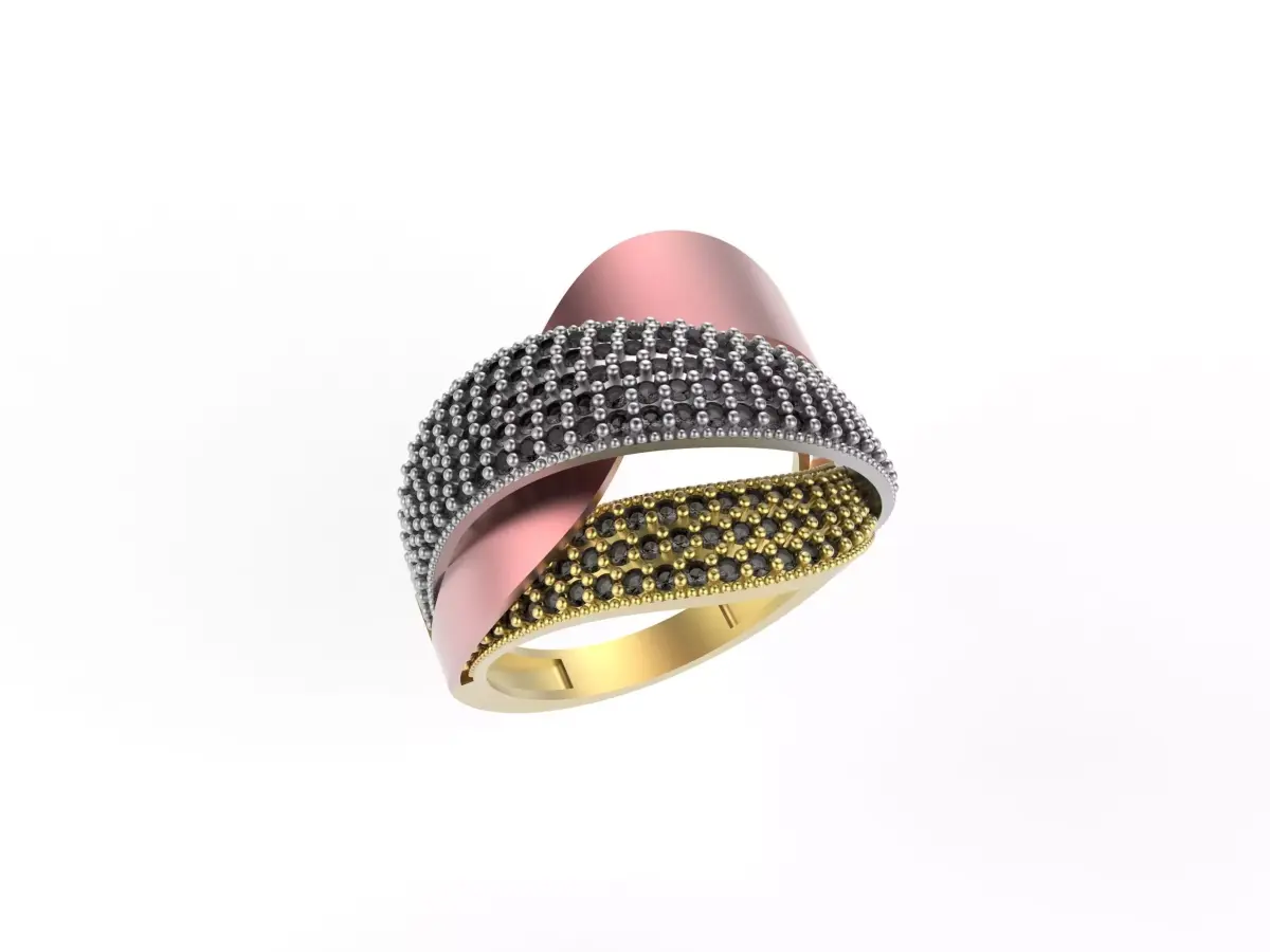 3 Part Ring with Stone 3D print model