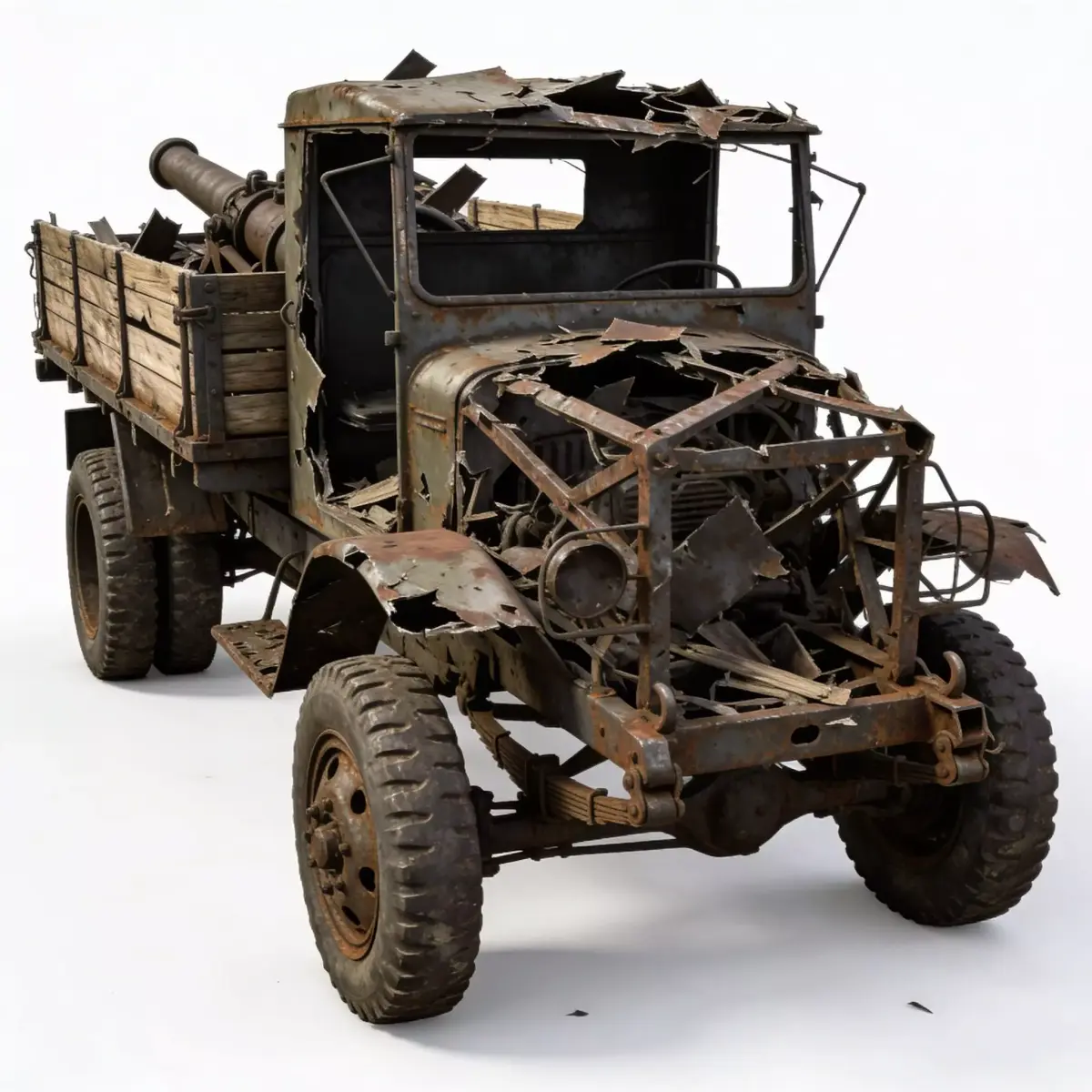 Heavy Artillery Transport Wreckage Low-poly 3D model by Choco-Bear