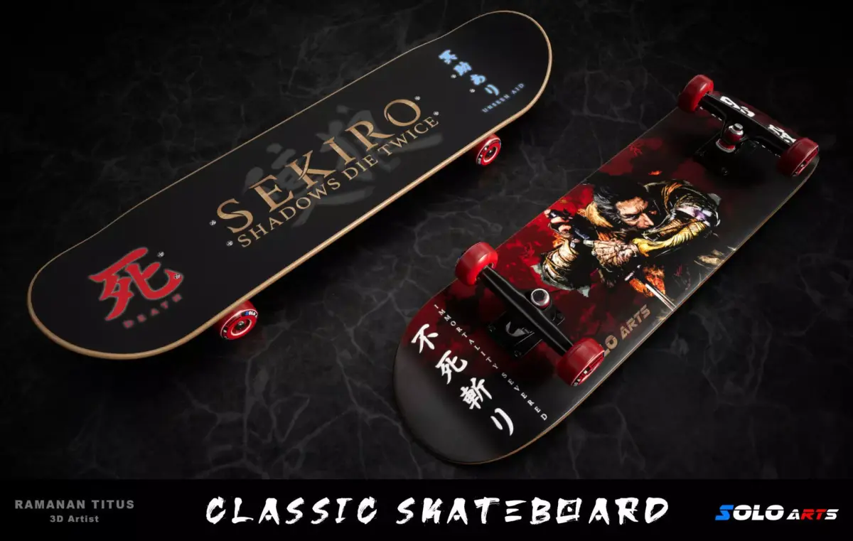 Classic Skateboard - Sekiro Theme Low-poly 3D model