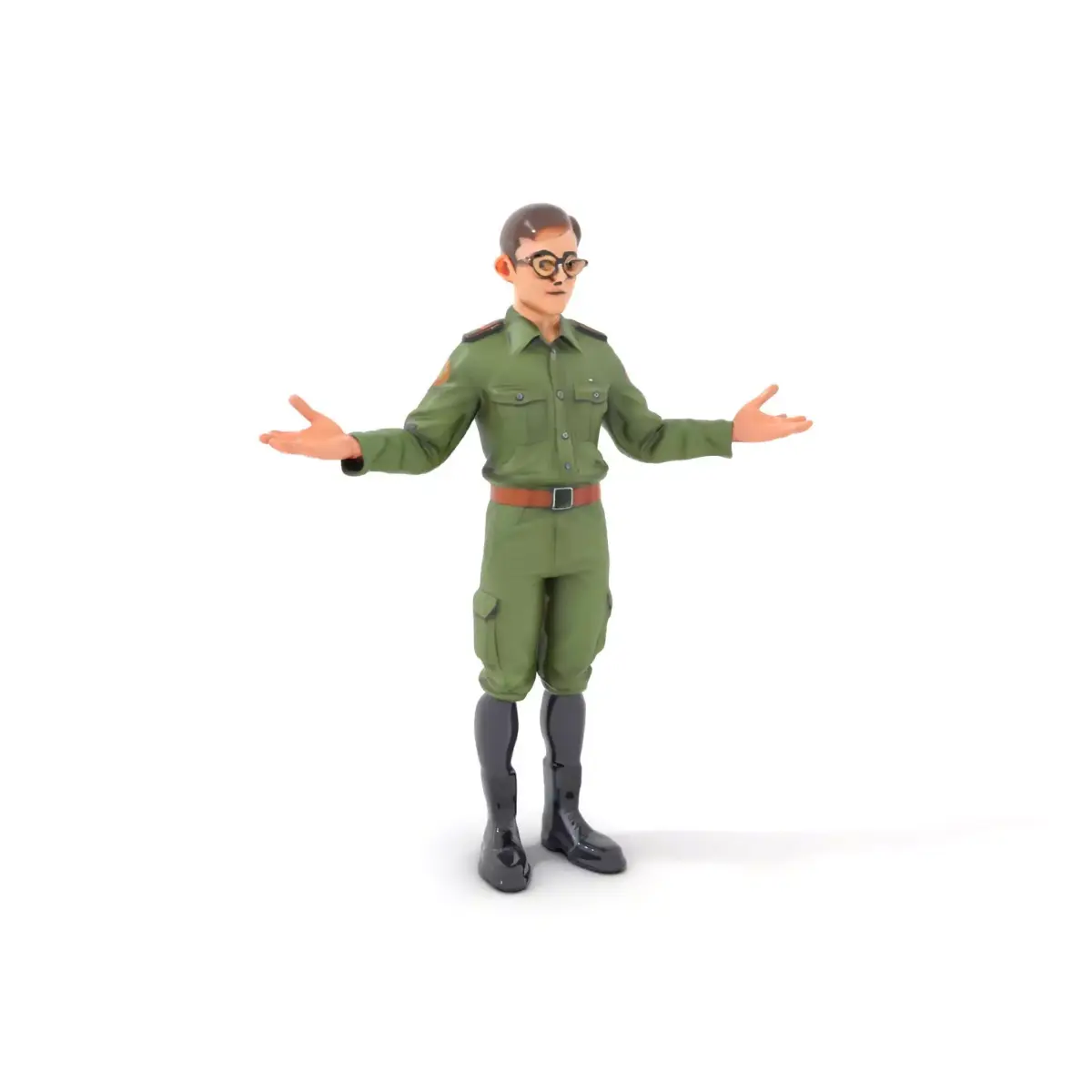 Military Cadet D Character Model Rigged and Animated Low-poly 3D model