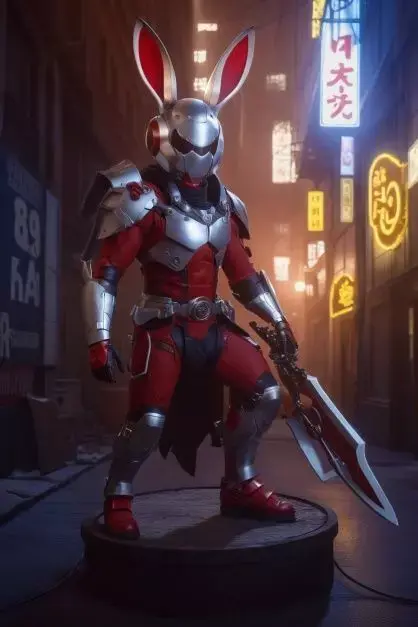 Cyber Bunny Warrior - Sci -fi Armored Hero 3D print model purchase
