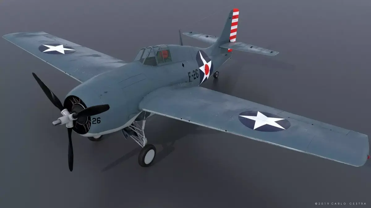 F4F-3 WILDCAT F26 Low-poly 3D model