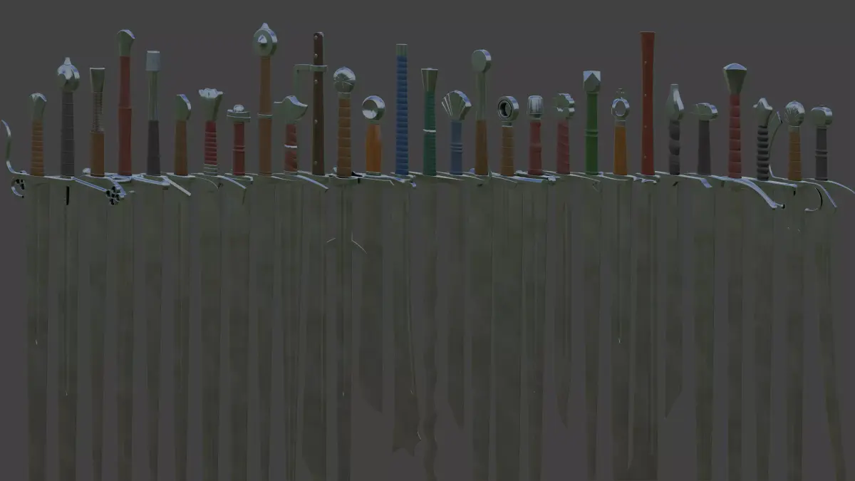 Modular Medieval European Sword-Falchion pack Low-poly 3D model