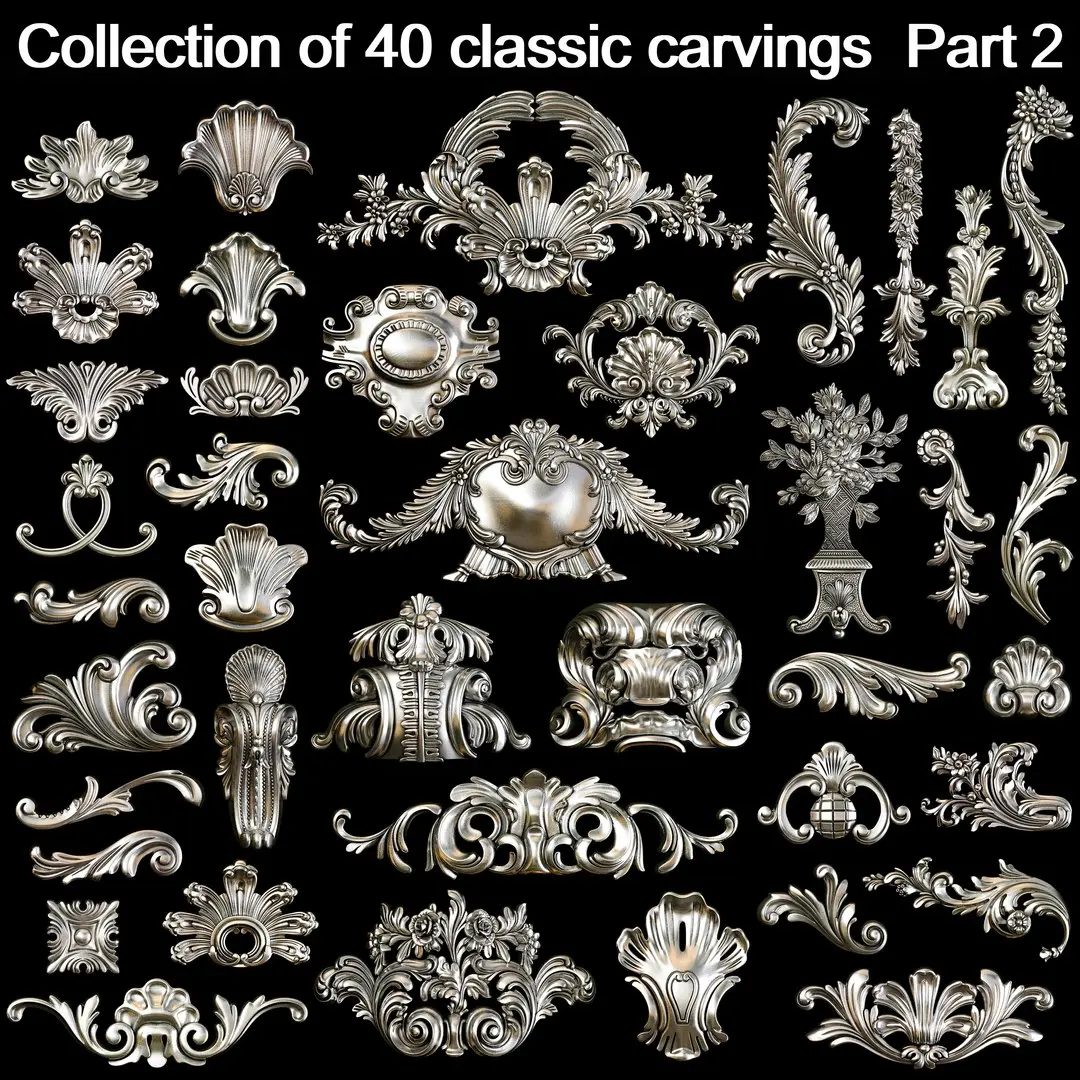 Collection of 40 classic carvings Part 2 3D model purchase