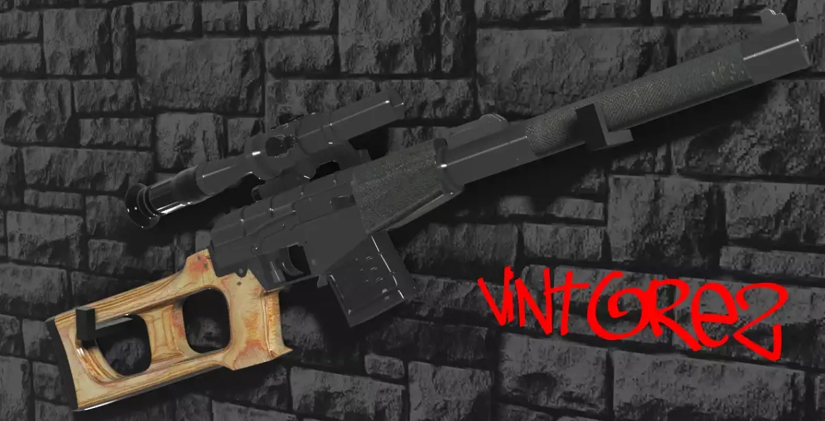 Soviet Special Sniper Rifle VSS AKA Vintorez Low-poly 3D model