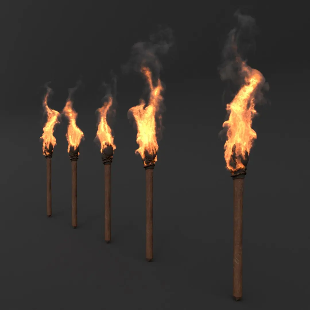 Volumetric Handheld Torch Flame VDB Set for Blender 3D model