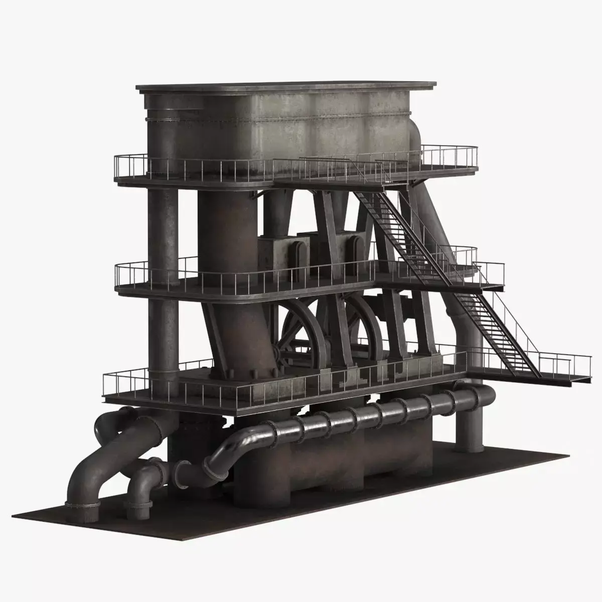 Industrial Pipes v6 Low-poly 3D model