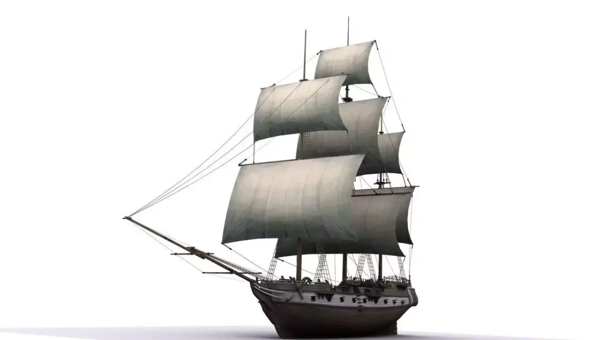 Warship brig Low-poly 3D model