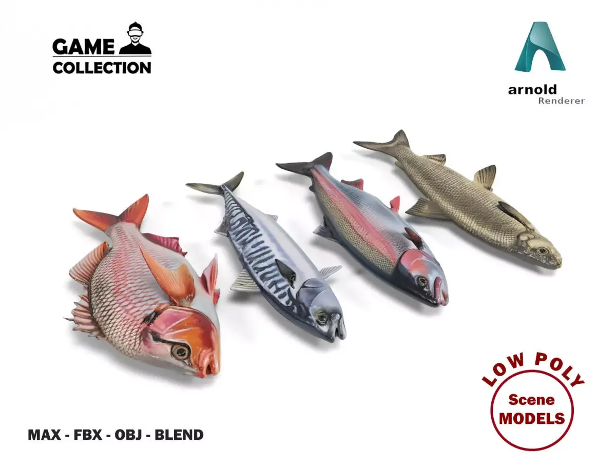Fish set Low-poly 3D model