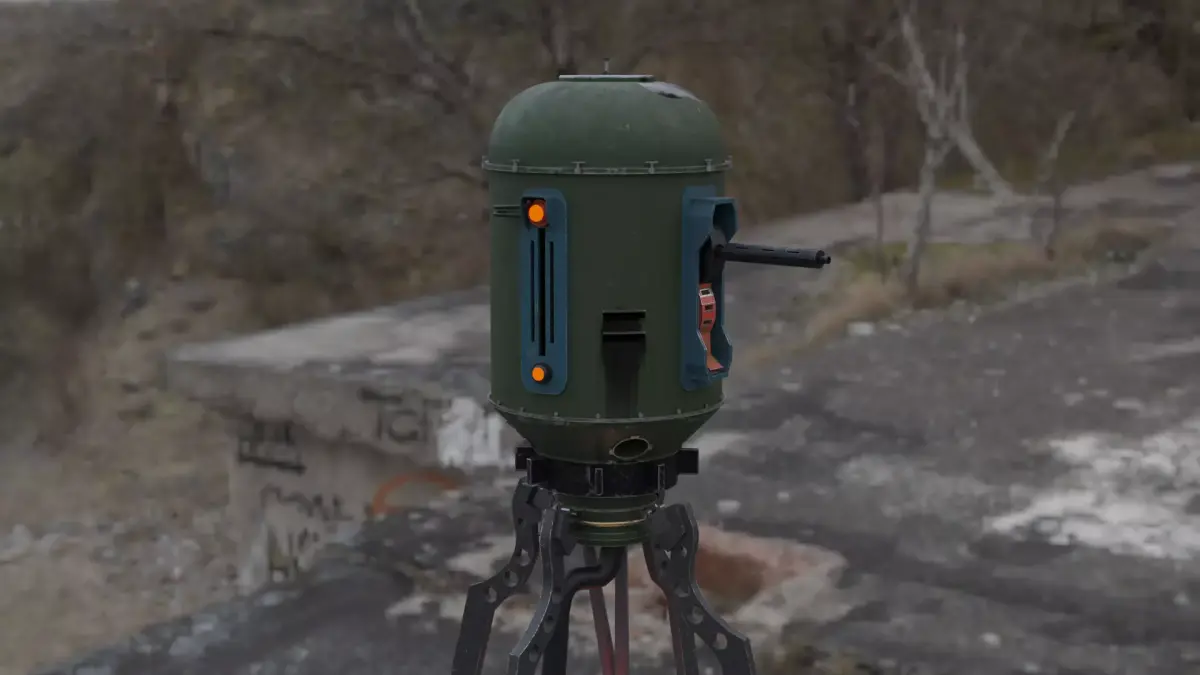 RETRO SCIFI  Sentry gun Free low-poly 3D model