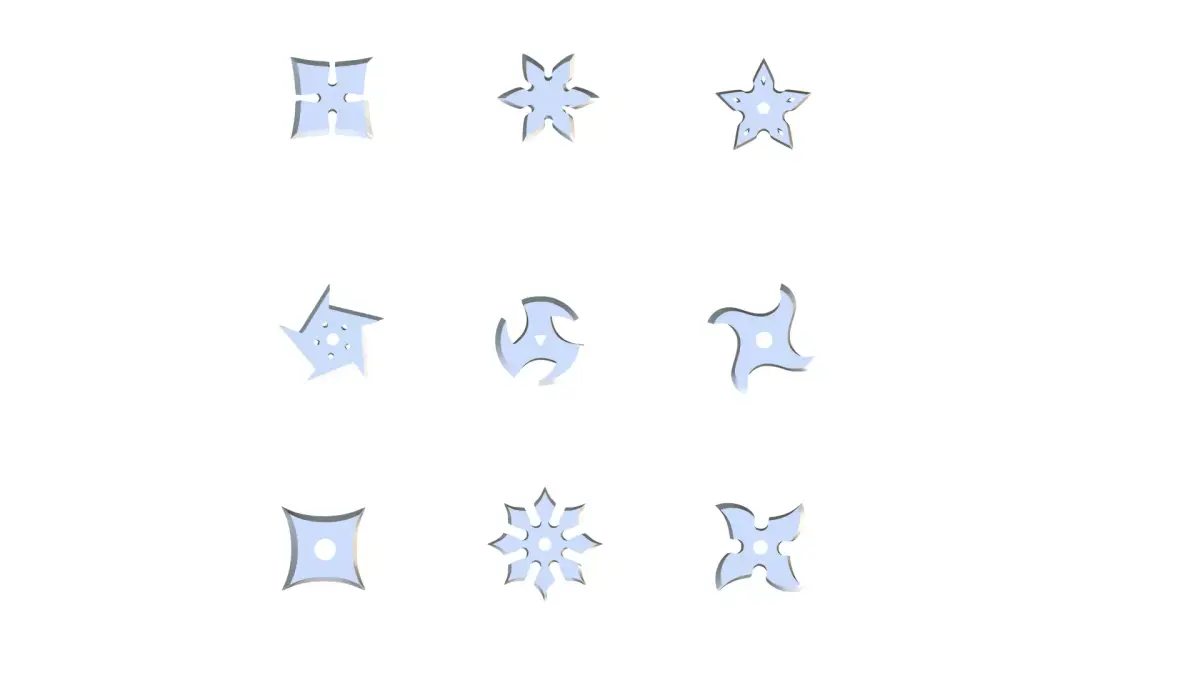 Set of 9 shurikens ready to print  3D Model Pack