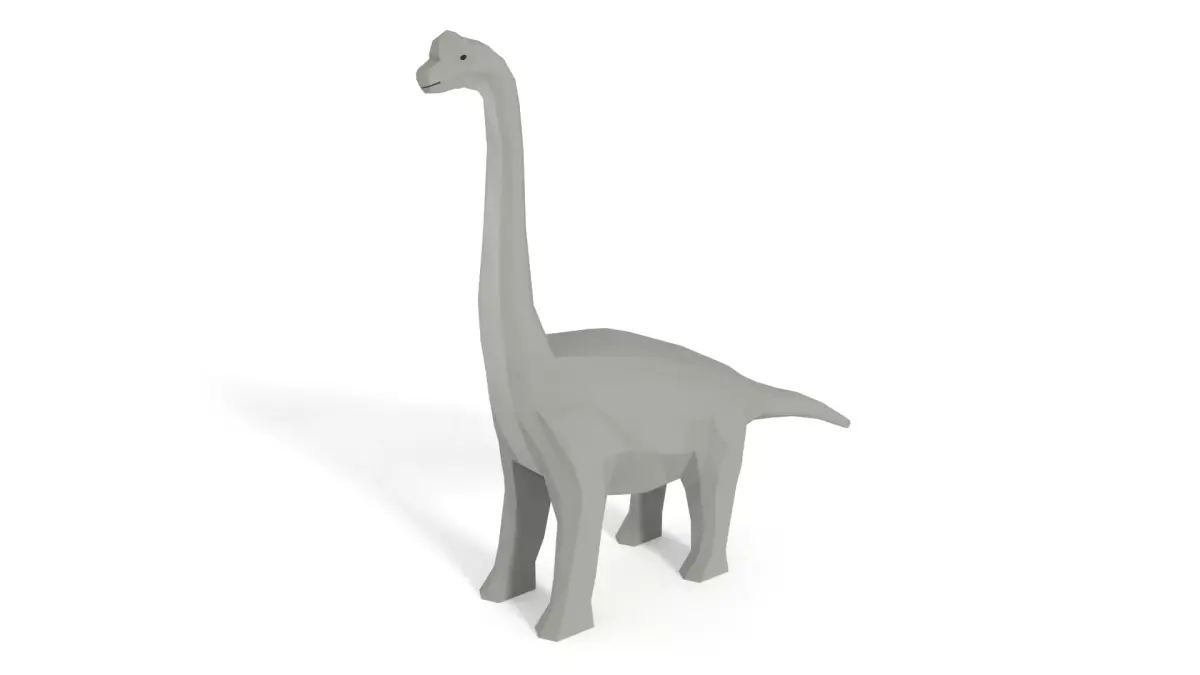 Low Poly Cartoon Brachiosaurus Dinosaur Low-poly 3D model