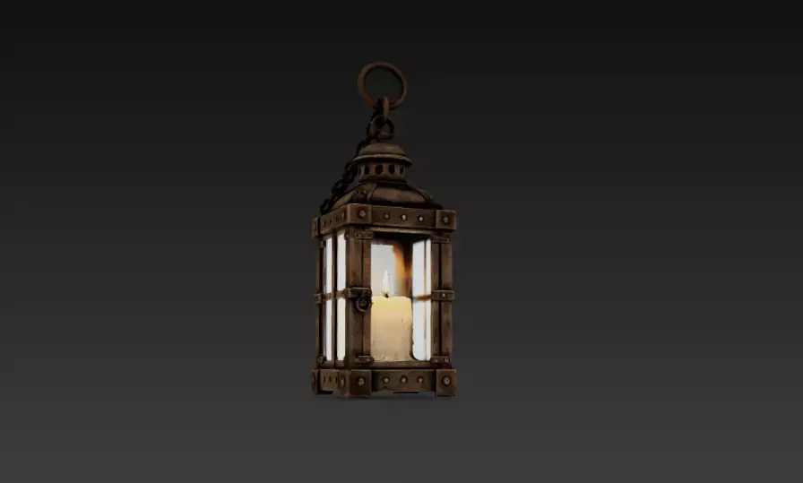 Medieval Hanging Lantern - PBR Low Poly Game Ready Low-poly 3D model