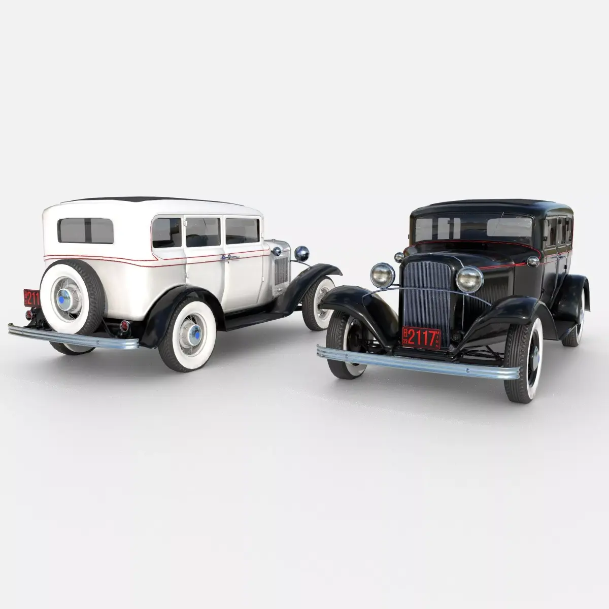 1932 Ford Model 18 4-door sedan Low-poly 3D model