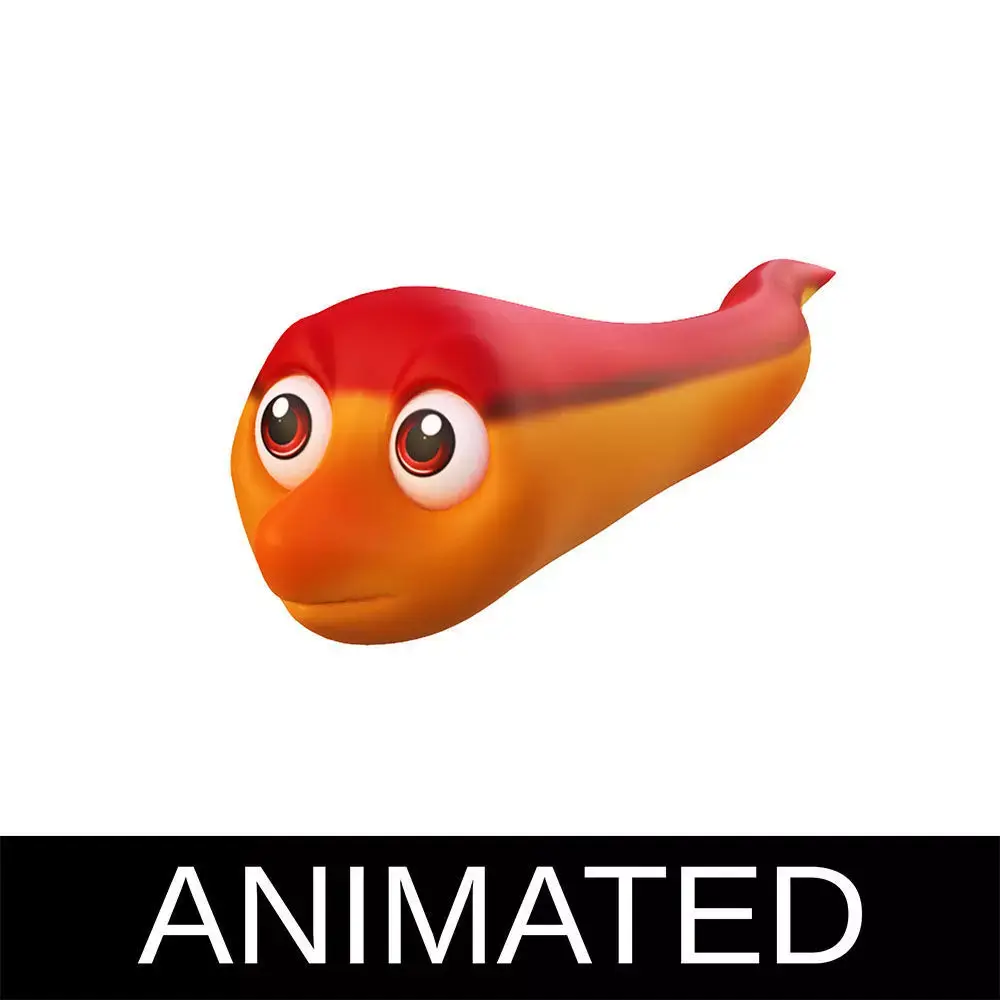 Swamp Eel Fish Cartoon Animated Low-poly 3D model