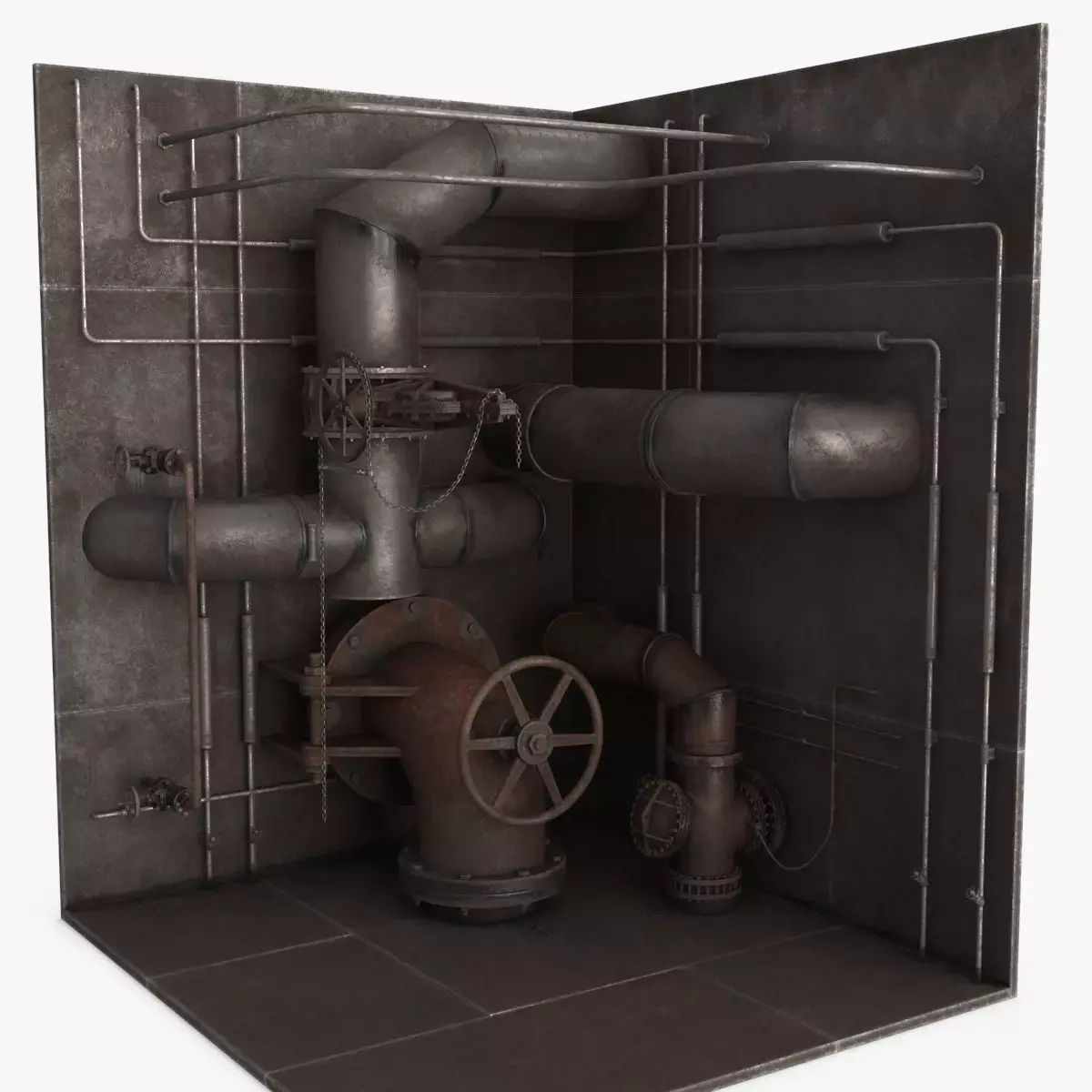 Industrial Pipes v2 Low-poly 3D model