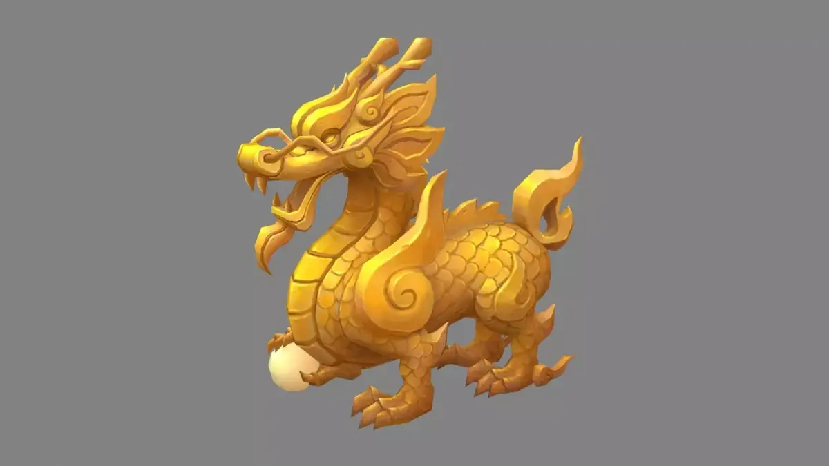 Cartoon Golden Dragon Sculpture - Dragon Ball Low-poly 3D model