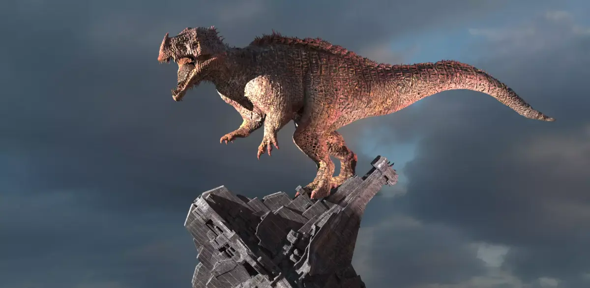 Viking Dinosaur on Stone Base 3D model