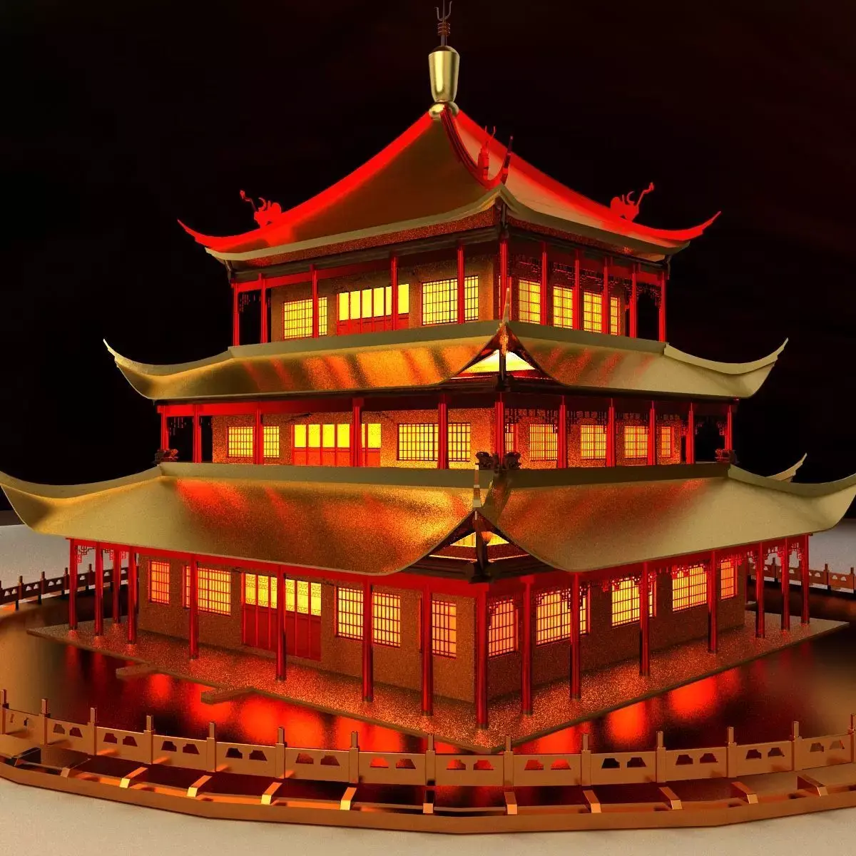 Chinese ancient house  3D model 10