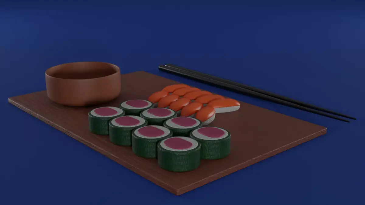 Cartoon sushi set 3D model 3D model