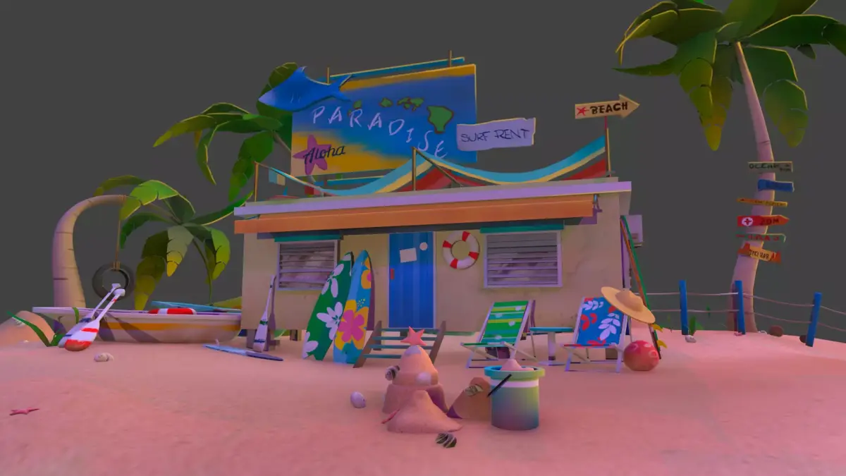Beach house Low-poly 3D model