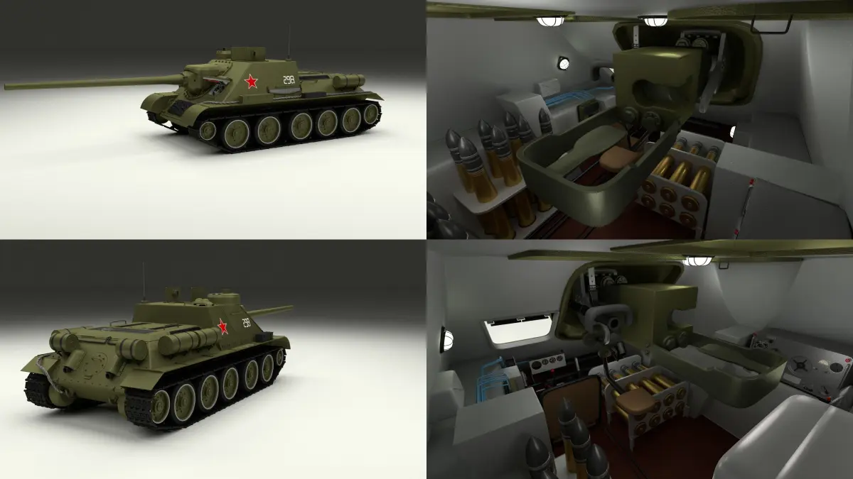 SU 100 with Interior 3D model