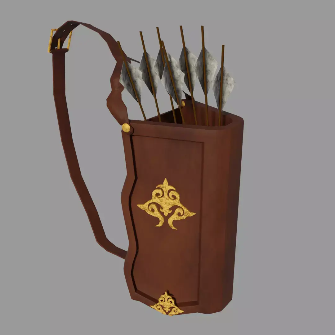 Mongol Style Arrow Sack Low-poly 3D model