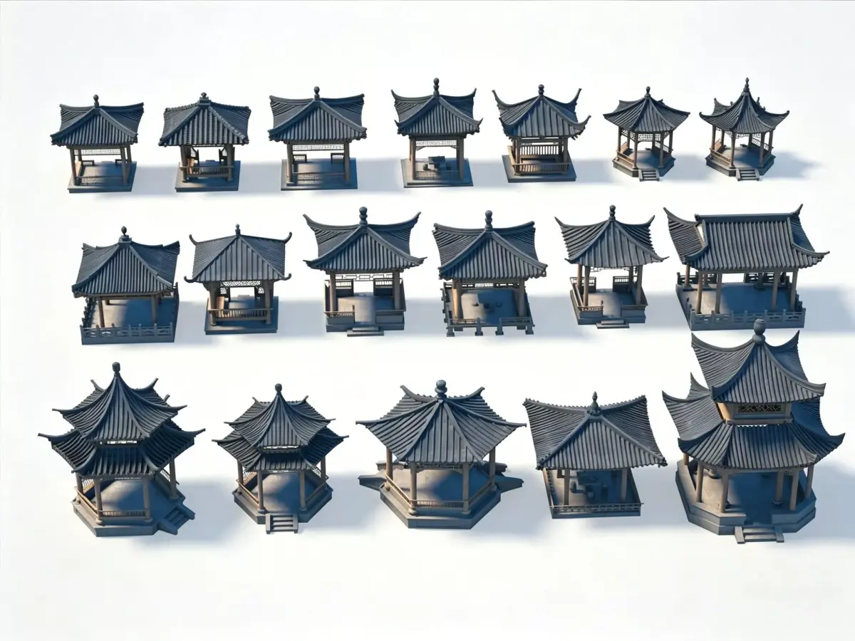 Chinese-style pavilions 3D model