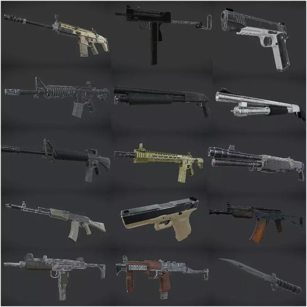 Weapons Pack in 4K PBR Textures 3D model