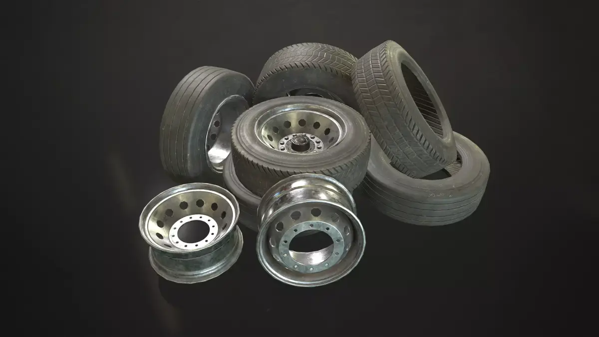 Truck Wheels Rims and Tires Low-poly 3D model
