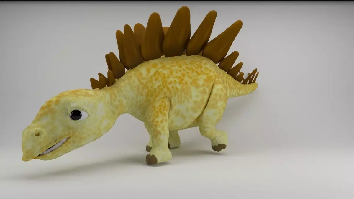 Rigged and Animated Cartoon Dinosaur 3D model