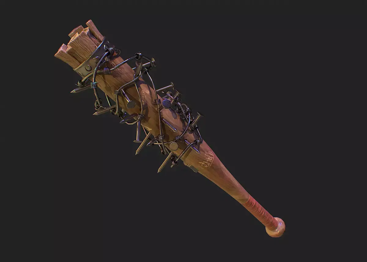 SurvivalBat barbed wire baseball bat Low-poly 3D model