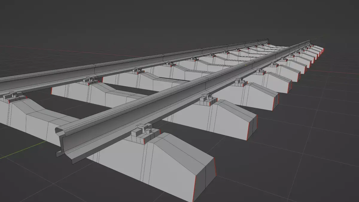 Railroad train track with metal rails Free 3D model