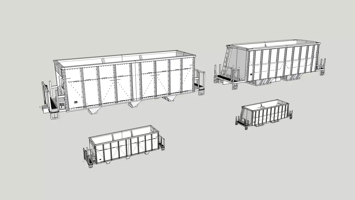 TrinityRail and FCA Versaflood Aggregate Hoppers HO and N 3D print model