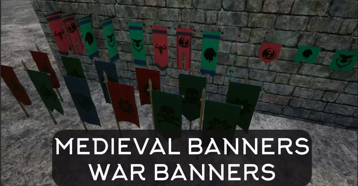 Medieval War Banner Collection 3D Model Pack purchase