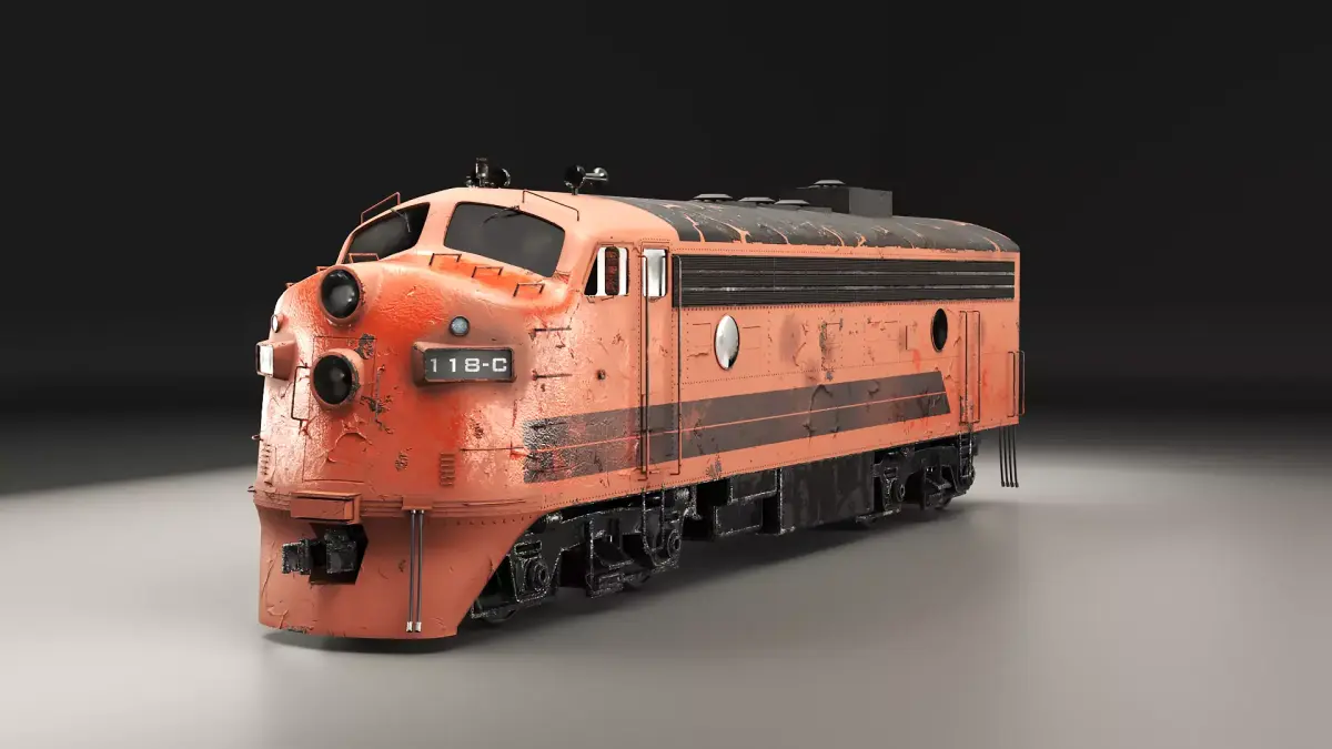 Vintage EMD F7 Diesel Locomotive - Low Poly PBR Game-Ready Low-poly 3D model