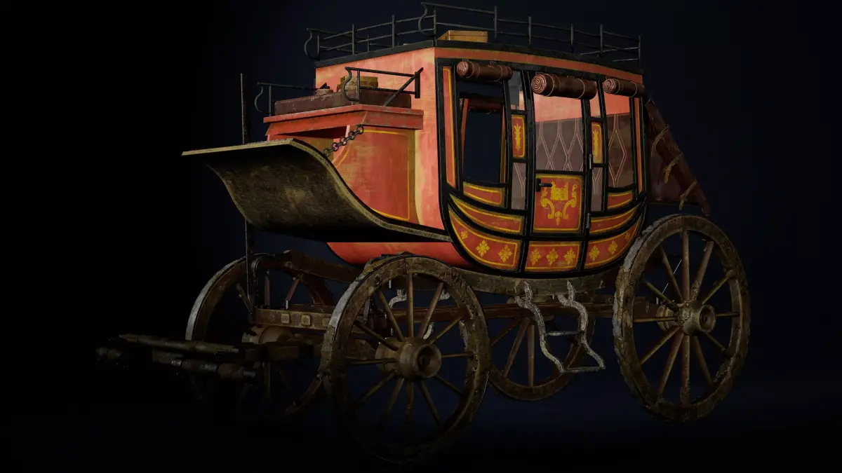Stagecoach Low-poly 3D model