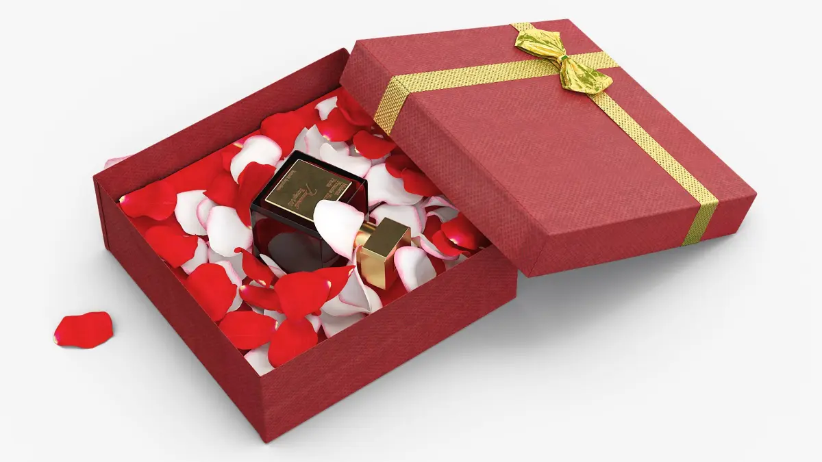 Baccarat Rouge 540 Extrait Perfume Gift Box with Rose Petals 3D model