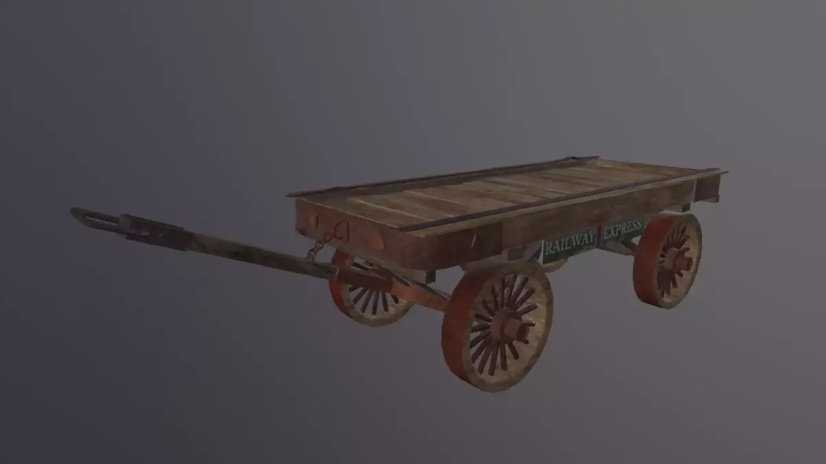Wooden cart 3D Model Low-poly 3D model